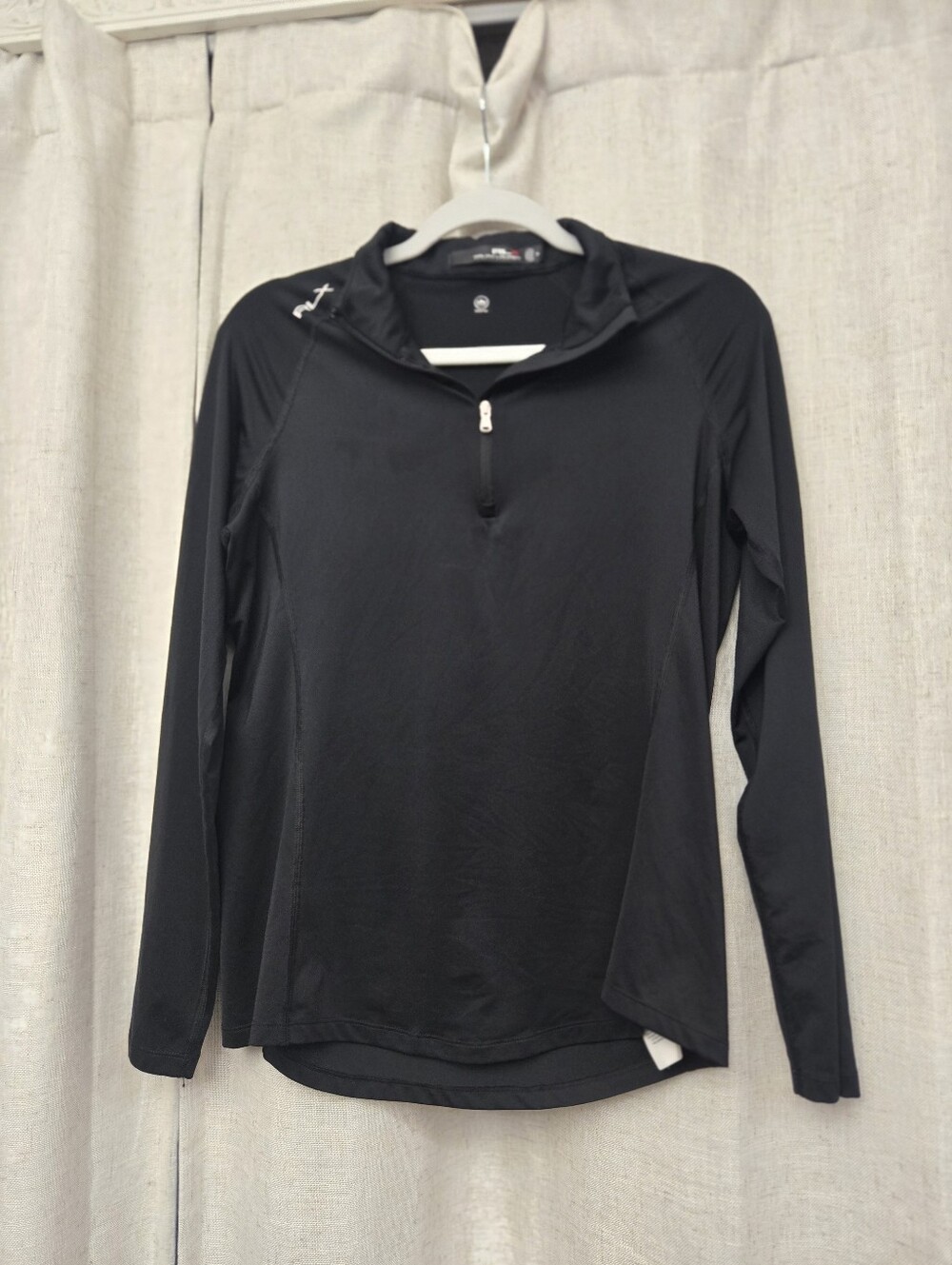 RLX Ralph Lauren Women’s Airflow Quarter Zip Golf Pullover Black M Fallen Oak